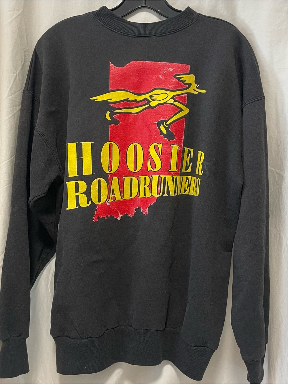 Vintage 90s Hoosier Roadrunners Black Graphic Crewneck Sweatshirt